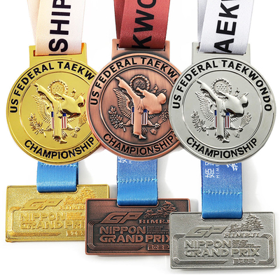 Sport Gold Marathon Award Souvenirs 3d Zinc Alloy Metal Running Medal With Ribbon