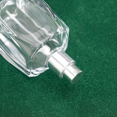 Transparent 50ml Perfume Empty Bottle Square Cut Rhombic 15 Bayonet Cosmetic Fine Spray Glass Bottle