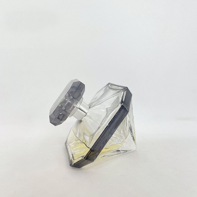 Diamond Shaped Perfume Bottle 75ml 100ml Glass Bottle Press Spray Empty Bottle With zamak caps Cosmetics Packaging
