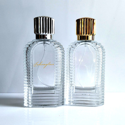 Buy High Grade 60ml Carved Shaped Glass Perfume Bottle With Thick Bottom Made Of Crystal White Material online manufacture