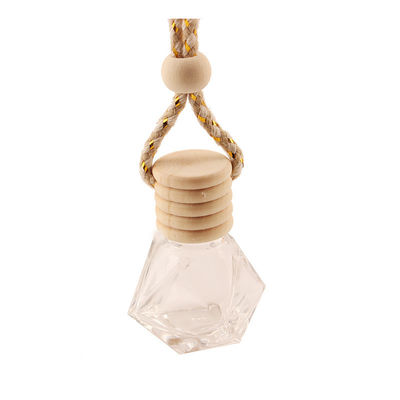 buy 8ML Diamond Perfume Bottle, Car Perfume Bottle Pendant, Transparent Glass, Empty Bottle with wooden cap online manufacture
