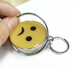 Buy Smiling Face Custom Logo Keychains Yellow Circle With Eco-friendly Metal online manufacture