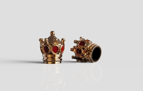 Buy Shiny Gold Customized Crown-shaped Zamak Perfume Caps Zinc Perfume Bottle Caps online manufacture