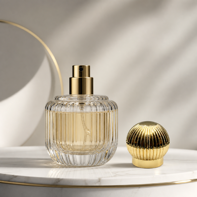 Buy Wholesale High Gloss Gold Striped Ribbed Pumpkin Ball Perfume Bottle Cap Vertical Line Spherical Zamac Closure OEM Custom Engrave Logo Middle East Luxury Fragrance Packaging online manufacture