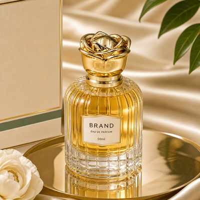 Buy Factory Custom Logo Mirror Polished 3D Full Bloom Rose Zamac Perfume Cap Gloss Gold Zinc Alloy Bowl Round Floral Lid Compatible FEA15 Glass Ladies Oud Perfume Bottles online manufacture