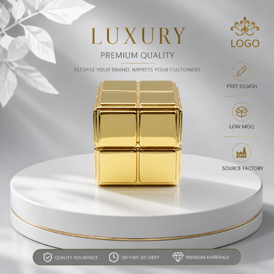Buy Mirror Gold Rubik Cube Grid Square Zinc Alloy Perfume Cap Custom Embossed Block Metal Fragrance Lid For Luxury Designer Empty Glass Perfume Bottle online manufacture
