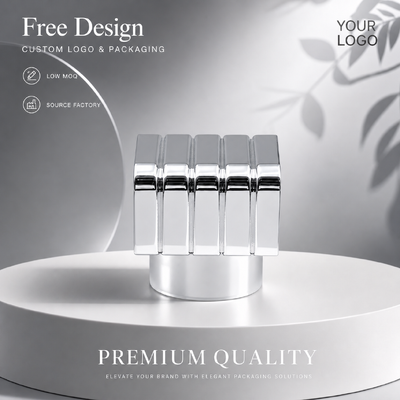 Buy Mirror Silver Vertical Striped Square Zinc Alloy Perfume Cap Custom Grooved Grid Metal Fragrance Lid Model JH5047 For Luxury Designer Empty Glass Perfume Bottle online manufacture