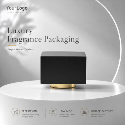 Buy Two-Tone Matte Black Square Gold Base Zinc Alloy Perfume Cap Custom Rectangle Metal Fragrance Lid Model JH5081 For Luxury Designer Glass Perfume Bottle online manufacture