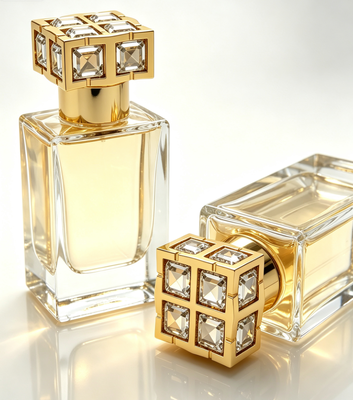 Buy Luxury Gold Plated Diamond Inlaid Customizable Design Perfume Bottle Cap for Elegant Fragrance Packaging online manufacture