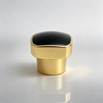 Buy Luxury Black Top Gold Zamac Perfume Cap Custom Metal Fragrance Bottle Cap For Cosmetic Perfume Glass Bottle online manufacture