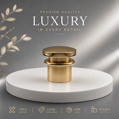 Buy Source Factory Custom Three Tier Stacked Round Disc Mirror Gold Zinc Alloy Perfume Cap OEM ODM Custom Engraved Logo Zamac Metal Perfume Lid For Luxury Square & Round Glass Perfume Bottles Magnetic online manufacture