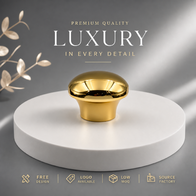 Buy Premium Smooth Mushroom Dome Mirror Gold Zinc Alloy Perfume Cap Solid Heavy Zamac Metal Lid For Minimalist Designer Perfume Packaging Magnetic online manufacture