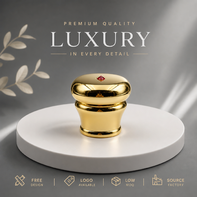 Buy Premium Geometric Facet Dome Multi Ring Chrome Silver Zinc Alloy Perfume Cap Solid Heavy Zamac Metal Lid For High End Designer Perfume Packaging Magnetic online manufacture