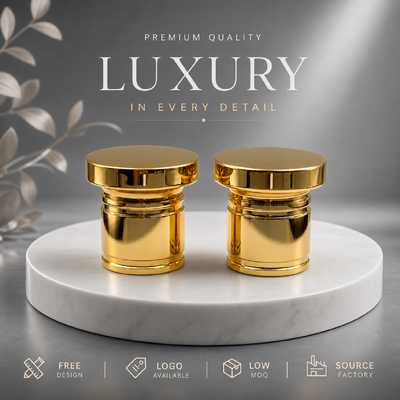 Buy Hot Selling Multi Layer Thread Shiny Gold Zamac Perfume Cap Heavy Weight Zinc Alloy Perfume Bottle Cover Custom Mold For Luxury Cosmetic Fragrance Packaging online manufacture