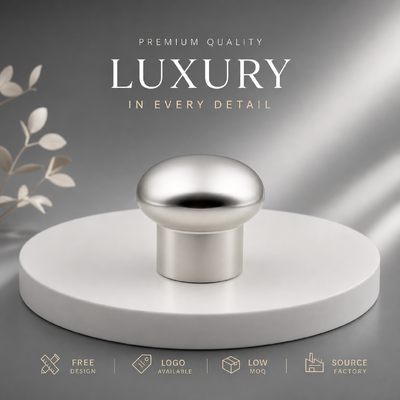 Buy Factory Custom Mushroom Dome Brushed Silver Zinc Alloy Perfume Cap OEM ODM Custom Engraved Logo Zamac Metal Perfume Lid For Luxury Fragrance Glass Bottles online manufacture