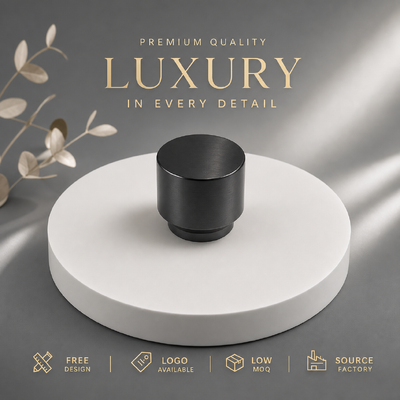 Buy Minimalist Cylinder Zinc Alloy Fragrance Cap Brushed Black Double Deck Perfume Bottle Top Custom Logo For Perfume Glass Bottle Magnetic online manufacture