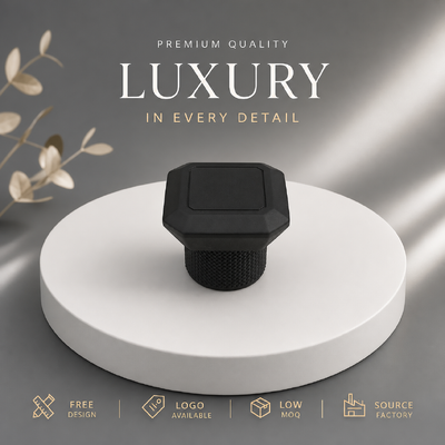 Buy Knurled Texture Zinc Alloy Fragrance Magnetic Cap Matte Black Octagon Perfume Bottle Top Custom Engraving Logo For Perfume Packaging online manufacture
