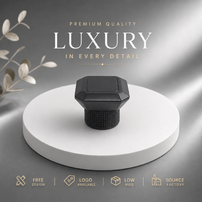 Buy Zinc Alloy Black Octagon Perfume Cap Custom Silk Screen Logo Knurled Metal Perfume Bottle Lid For Luxury Fragrance Bottles online manufacture