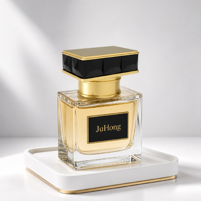 Buy Luxury Rectangular Black Faceted Zamac FEA15 Perfume Cap, Gold‑Trim Zinc Alloy Decorative Bottle  online manufacture