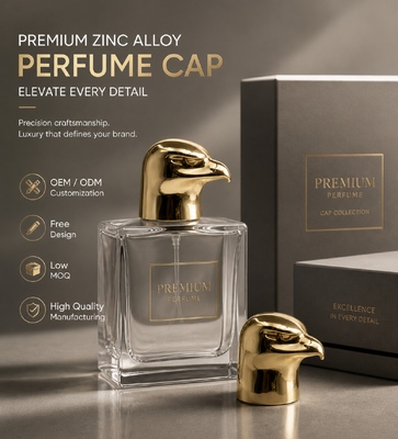 Buy Zinc Alloy Eagle Head Perfume Cap, Smooth Polished Gold Plated 3D Hawk Head Metal Lid For Luxury Perfume Bottle Custom Logo Magnetic online manufacture
