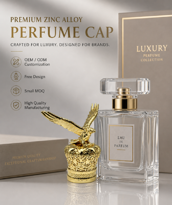Buy Zinc Alloy Eagle Head Perfume Cap, Smooth Polished Gold Plated 3D Hawk Head Metal Lid For Luxury Perfume Bottle Custom Logo Magnetic online manufacture