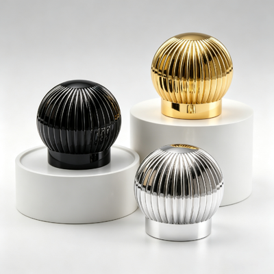 Buy FFEA15 Zinc Alloy Perfume Cap Radial Fluted Sphere Top Electroplated Ribbed Globe Metal Perfume Bottle Lid Custom Logo OEM ODM Zamac perfume Cap online manufacture