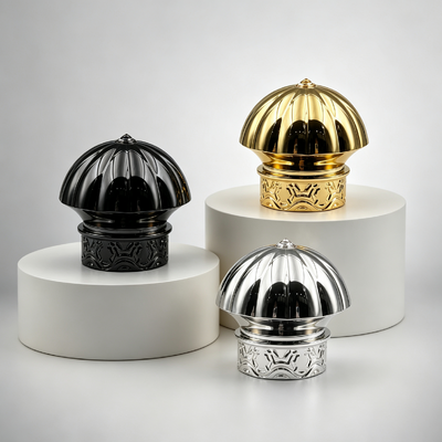 Buy FEA15 Zinc Alloy Perfume Cap Fluted Dome With Embossed Base Electroplated Perfume Bottle Cover Custom Logo Zamac perfume Cap online manufacture