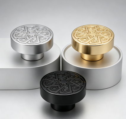 Buy Luxury FEA15 Perfume Bottle Cap Zinc Alloy Round Flat Cap With Embossed Carved Pattern Electroplated Fragrance Lid Custom Zamac perfume Cap online manufacture