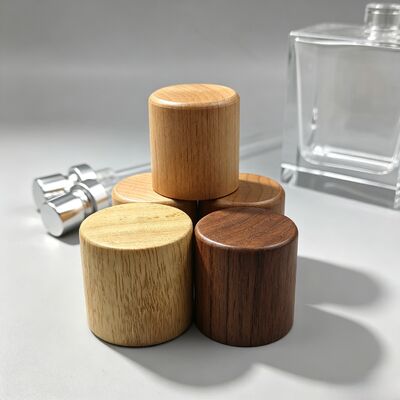 Buy Cylindrical Wooden Bottle Cap Custom Engraved Logo Natural Wood Lid For Perfume Cosmetic Bottle OEM Wholesale online manufacture