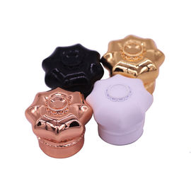Buy Design Unique Crystal Zinc Alloy Perfume Cover , Flower Shape Metal Crown Cover online manufacture