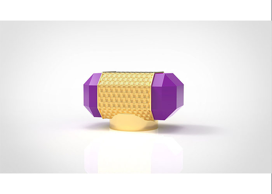 Purple Stone Luxury Zamac Creative Perfume Bottle Cover 15mm Gold Metal Zinc Alloy