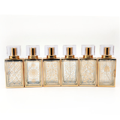50ml Electroplated Square Perfume Bottle Subpackage Empty Bottle Wholesale Glass Bottle Perfume Spray Glass Bottle