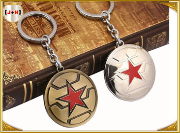 Brass Brushed Custom Made Metal Engraved Name Keychains Five Pointed Star Design