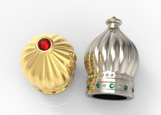 Gold / Silver Colorful Zamak Perfume Caps Customized Metal Perfume Cover