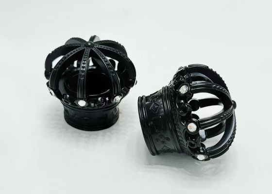 Exquisite Diamond Black Zamak Perfume Bottle Caps Lids For Eco-Friendly Packing