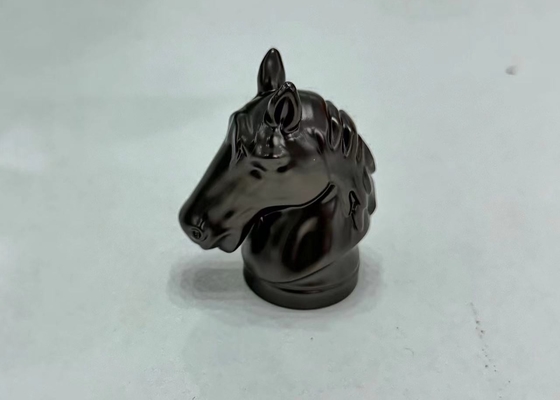 Shiny Black Horse-Shaped Perfume Bottle Caps Lids Customized Zinc Alloy Cover