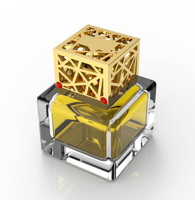 Square hollowed-out perfume cap gemstone cap Golden