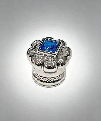 Luxury Zamak Perfume Cap with Brilliant Blue Gemstone - Premium Bottle Closure