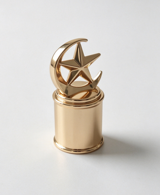 Crescent & Star Zamak Perfume Cap - Luxury Gold Finish