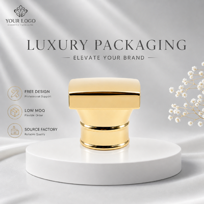 Mirror Gold Curved Rectangle Waisted Double Ring Zinc Alloy Perfume Cap Custom Logo Metal Fragrance Lid Model JH5039 For Luxury Empty Designer Glass Perfume Cosmetic Packaging