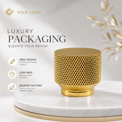 Luxury Gold Diamond Knurled Zinc Alloy Cylinder Perfume Cap Custom Logo Metal Fragrance Lid For Empty Designer Glass Perfume Cosmetic Packaging