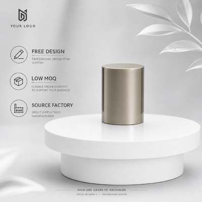 Wholesale Smooth Mirror Champagne Gold Cylinder Zinc Alloy Perfume Cap Custom Logo Metal Fragrance Lid For Luxury Empty Glass Perfume Cosmetic Packaging