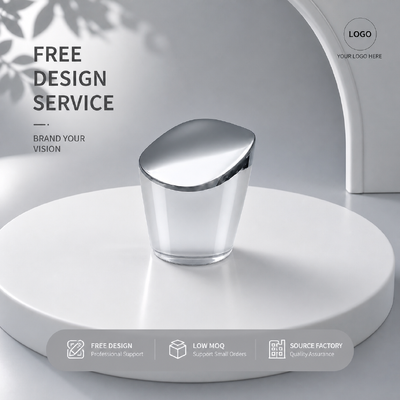 Mirror Silver Slanted Top Irregular Cone Zinc Alloy Perfume Cap Custom Unique Curved Metal Fragrance Lid For Luxury Perfume Glass Bottle