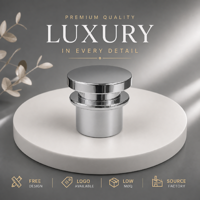 High Gloss Zinc Alloy Fragrance Cap Cylindrical Double Deck Perfume Bottle Top Custom Logo Perfume Packaging Accessories