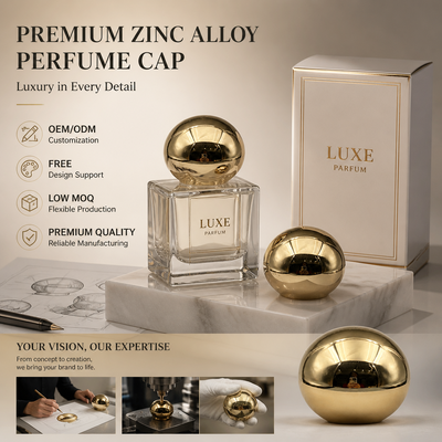 Mirror Gold Metal Ball Perfume Cap Zinc Alloy Spherical Lid Luxury Cosmetic Accessory Custom Logo For Perfume Glass Bottle Magnetic