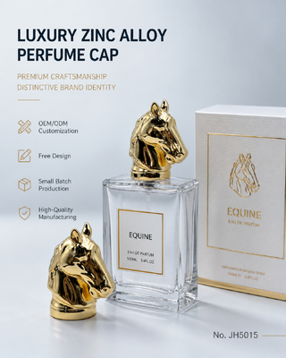 Luxury 3D Sculpted Horse Head Metal Perfume Cap Zinc Alloy Animal Shape Fragrance Bottle Cover Custom Logo For Cosmetic Glass Bottle Magnetic