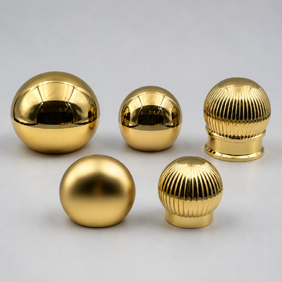 Wholesale Ball Shape Zinc Alloy Perfume Cap Spherical Smooth Vertical Rib Gold Metal Perfume Bottle Closure Custom Logo Accept