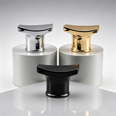 Luxury Curved Wing‑Shape Zinc Alloy Perfume Cap Flared Zamac Lid Mirror Electroplating Custom Logo OEM