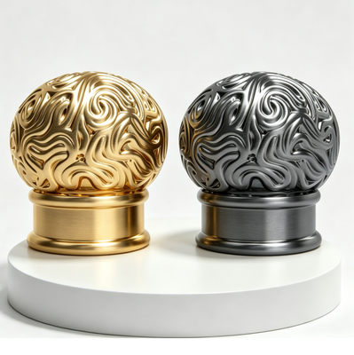 Embossed Swirl Pattern Spherical Zamac Zinc Alloy Perfume Cap | Luxury Carved Bottle Lid