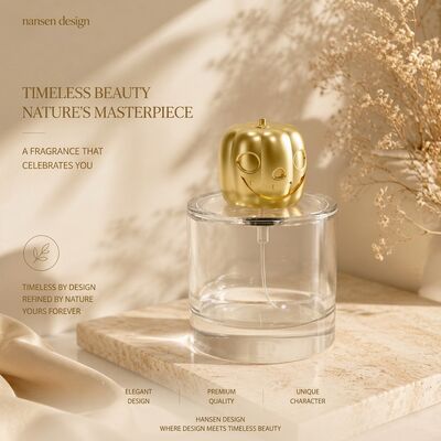 Novelty Halloween Pumpkin Style Zamac Perfume Cap 3D Jack‑o'‑lantern Smiley Face Embossed FEA15 Mouth Zinc Alloy Perfume Cover Gold Electroplating Custom Logo Source Factory